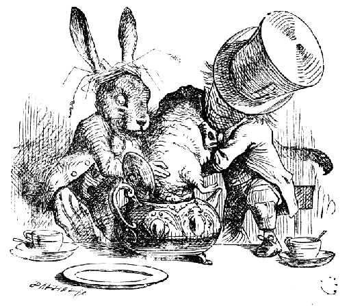 Not quite pulling a rabbit out of a hat. Illustration by John Tenniel in Alice in Wonderland.